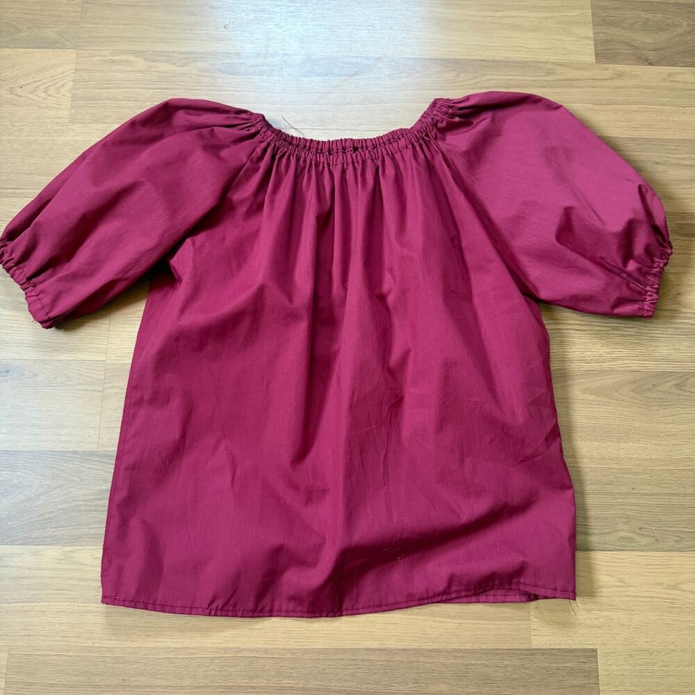Women's Vintage 1970's Handmade Dark Wine Red 2-Piece Set Top Skirt Sz Medium - Picture 3 of 9